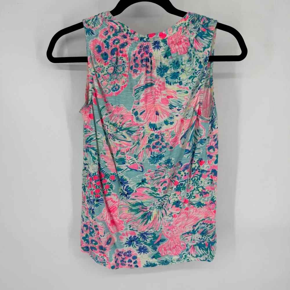 Lilly Pulitzer Essie Sleeveless Top Size S Serene Blue Gypsea Cotton 97864 - Picture 2 of 9